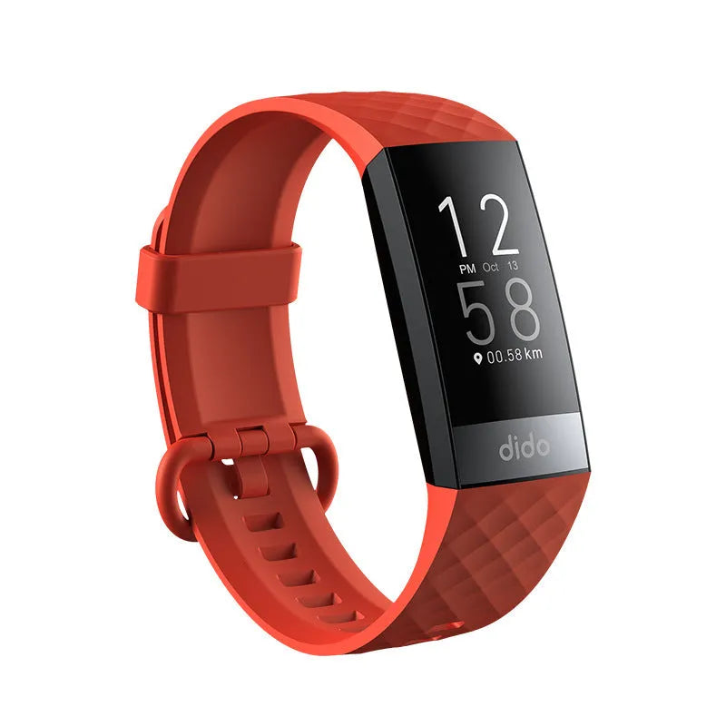 Y6 Black smart bracelet with 1.1-inch screen displaying health metrics including blood pressure and ECG
