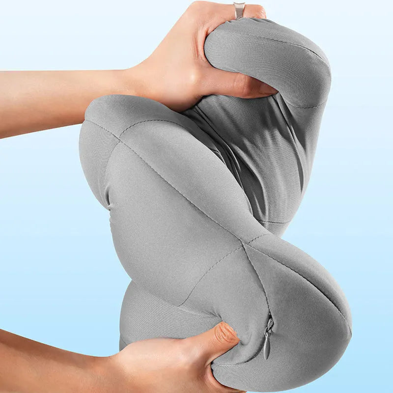 Car suspension bin head restraint and lumbar pillow set with memory foam interior in grey colour