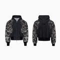 Loose fit printed men's streetwear set with hoodie and seven inch pants in polyester fabric
