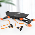 Black mini fitness skiing machine with elastic hand straps for home exercise