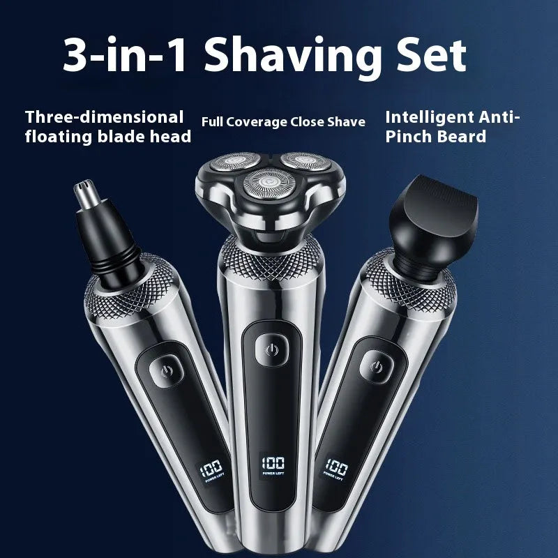 USB rechargeable beard trimmer with digital LED display and washable floating cutter head