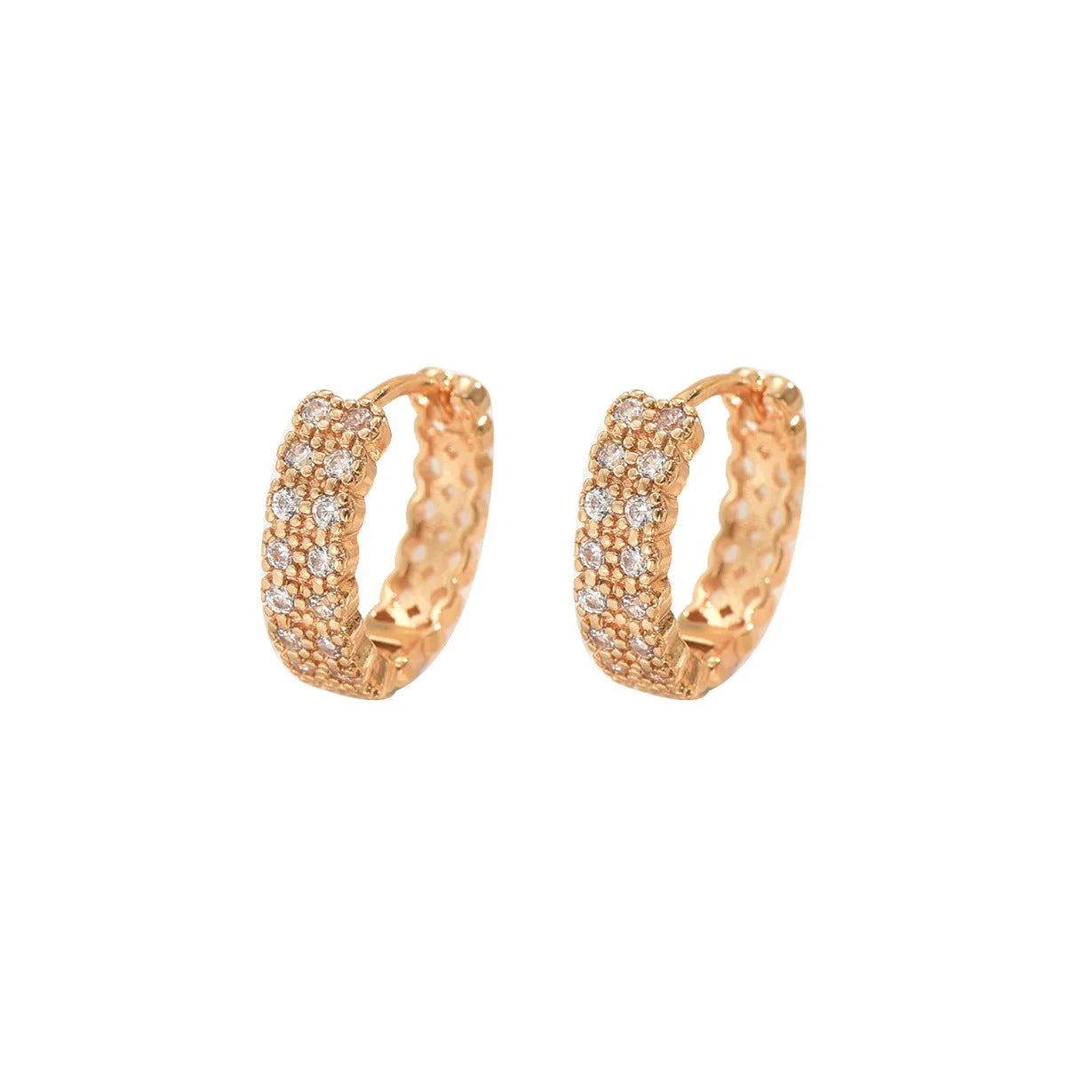 Copper geometry pattern ear studs with round dot ring design, European American style