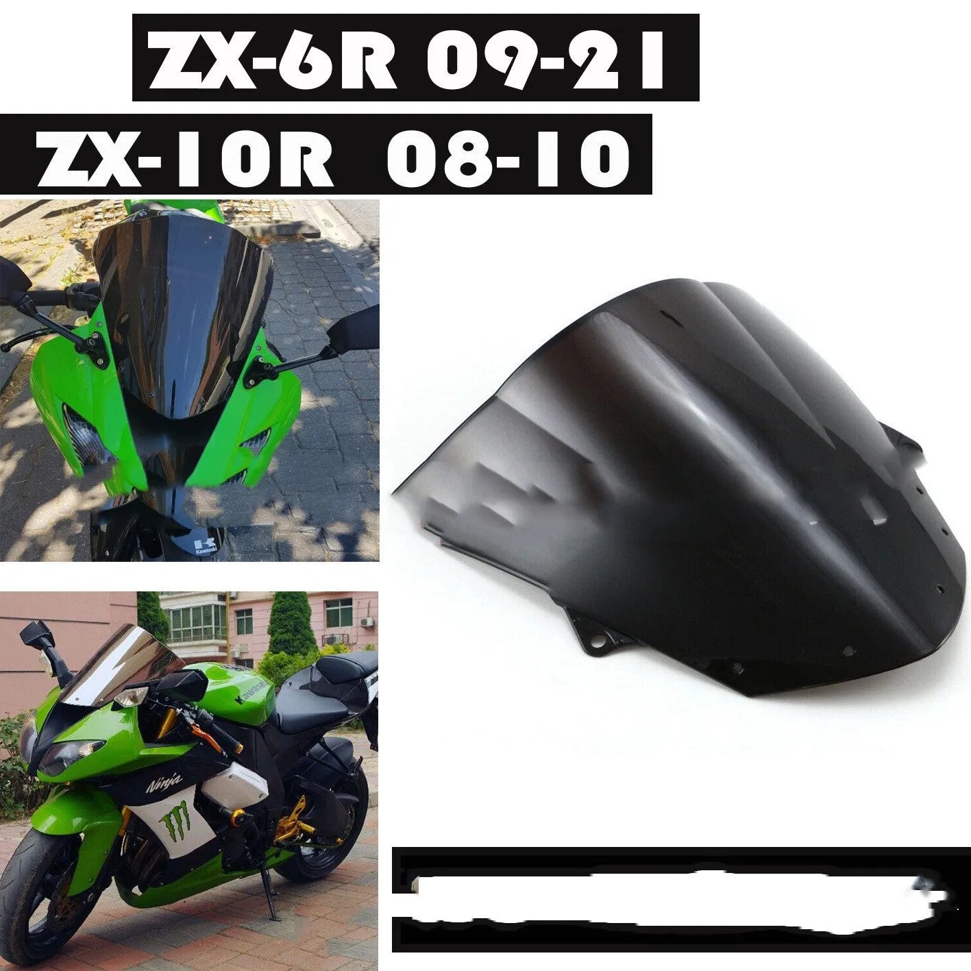 Motorcycle windscreen for Kawasaki ZX-6R 636 and ZX-10R in blue and brown tint options
