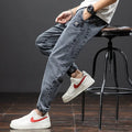Men's thin cotton cargo jeans with straight leg and micro elasticity in black colour