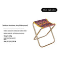Black national style aluminium alloy folding stool shown in folded and unfolded positions.
