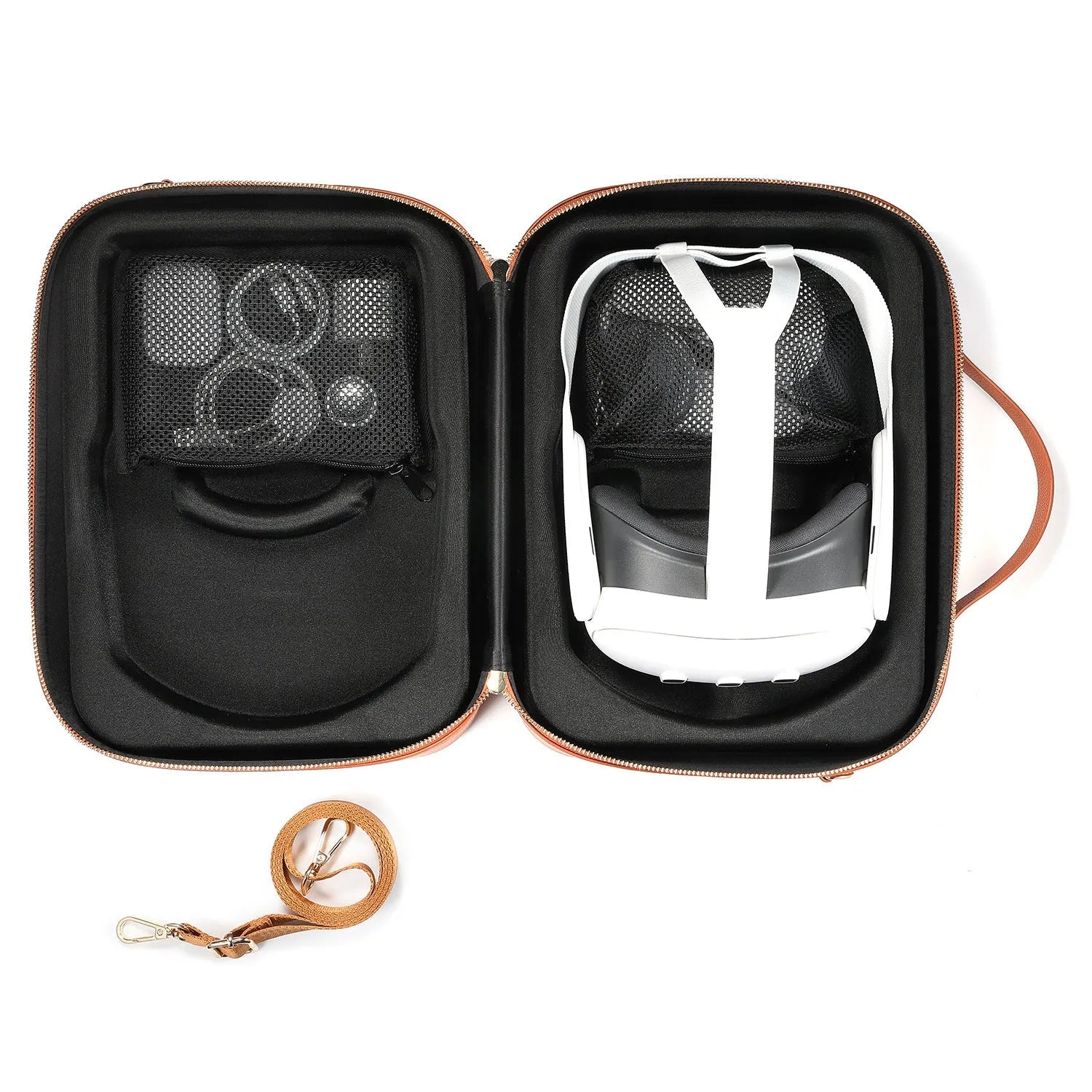 Vision Pro MR storage box in superfiber material showing black and brown colour options