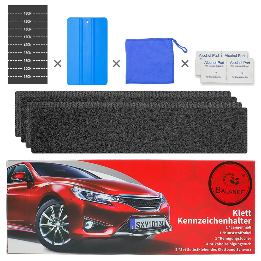 Self-adhesive velcro strips for car and motorcycle licence plate mounting, 100x500mm right-angle format