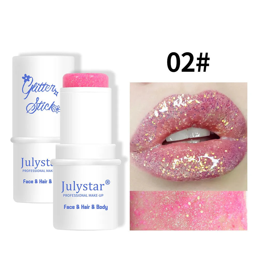 8-colour stage makeup face sequins eye shadow palette in pink tones with shimmer finish