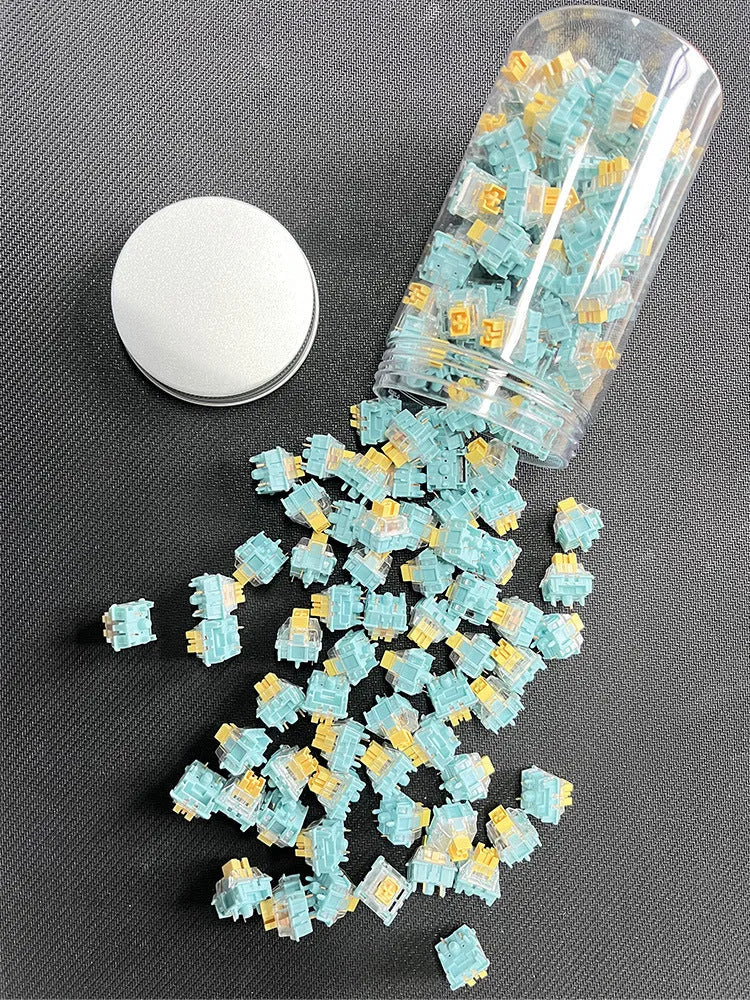 Pack of 36 Sea Salt Lemon PRO Mute coloured mechanical keyboard switches.