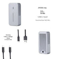 Aluminium alloy M.2 SSD external enclosure showing compact size and USB-C port.