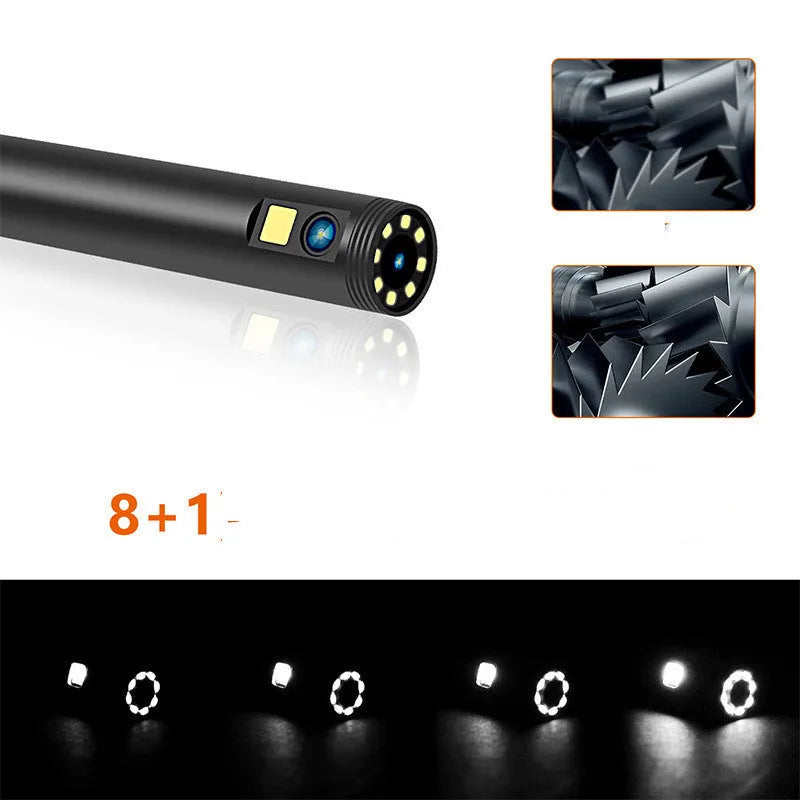 F300 wireless WiFi dual lens endoscope with 5.5mm and 8mm IP68 waterproof inspection cameras