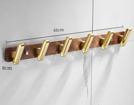 Black walnut aluminium clothes hooks with brass wire drawing treatment in bathroom setting