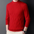 Men's diamond jacquard thermal pullover sweater in multiple colours showing textured pattern.