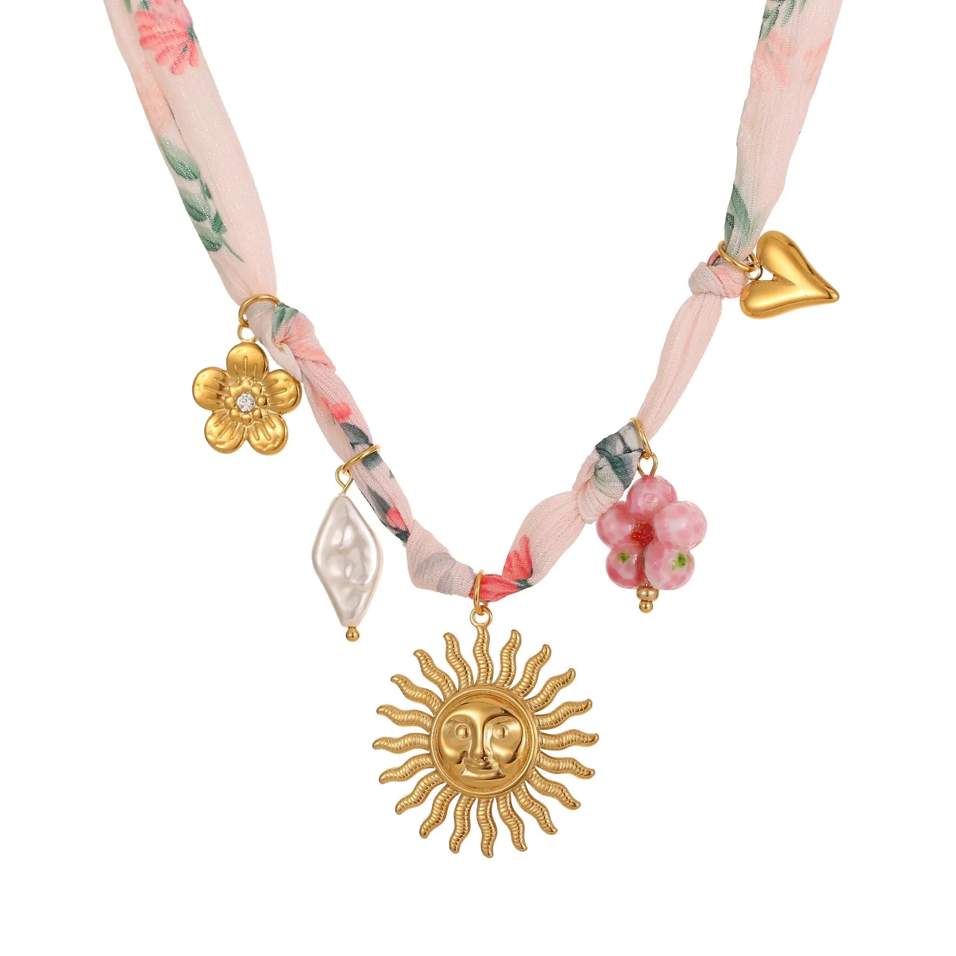 Stainless steel geometric pendant necklace with adjustable chain and 18K gold electroplated finish