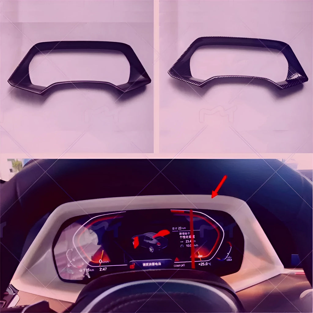 BMW X5 dashboard decoration bright frame in Carbon Fibre and Peach Wood finishes for 2022 X5L models.