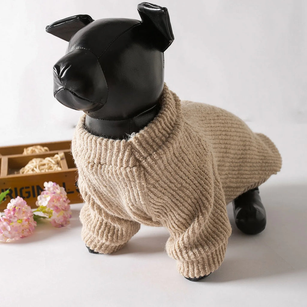 Brown cloth sweater pullover for small dog on Bichon Pomeranian Teddy Schnauzer