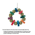 Hamster chew toy with decorative straw ball ring on wooden ring for small pets