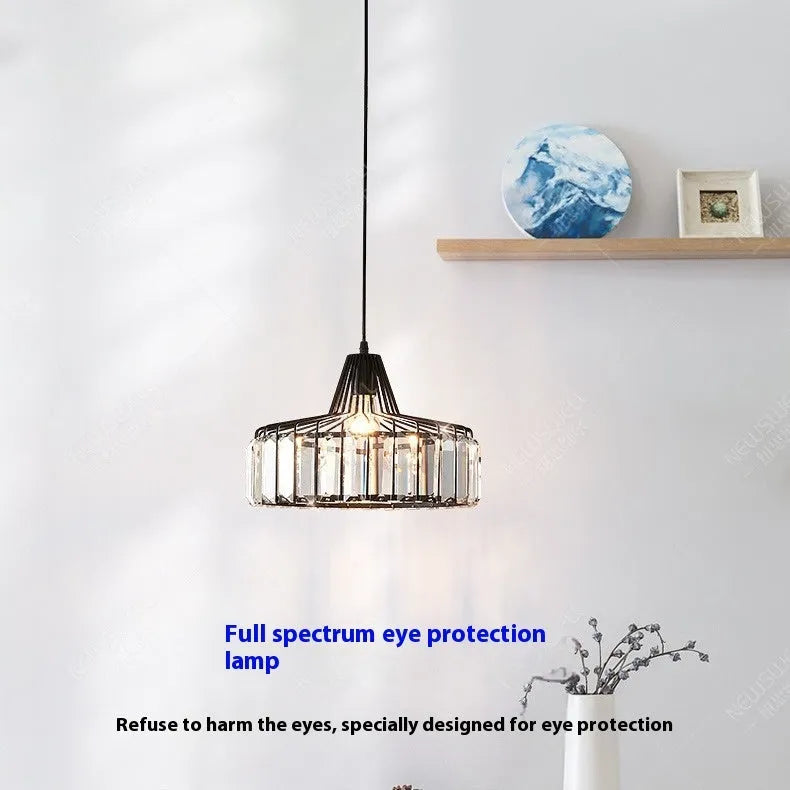 Modern LED crystal chandelier ceiling lamp in black finish with crystal decorative elements