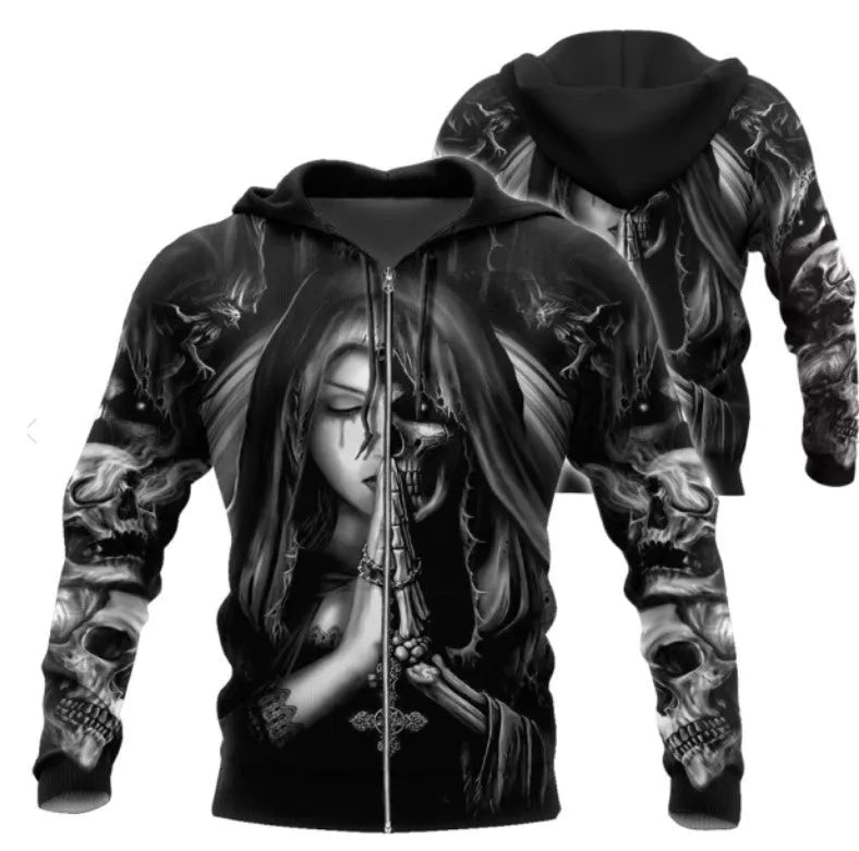 Halloween skull anime 3D printed hooded sweatshirt in casual long sleeve design