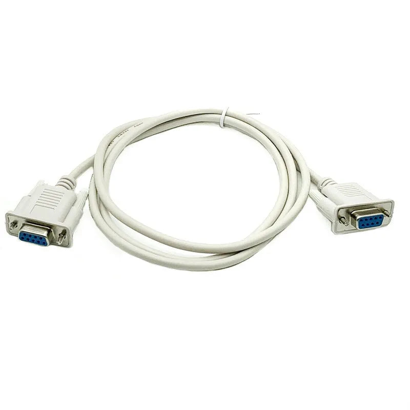DB9 female to female RS232 serial cable 1.5 metres long in milky white colour