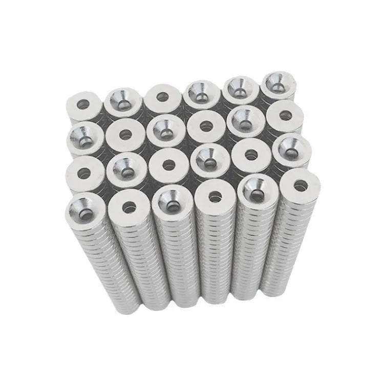 15mm neodymium iron boron circular sinking hole magnet with central hole for flush mounting