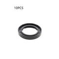 AG100 motorcycle engine oil seal kit showing 10 rubber seals with carbon steel frames in various metric sizes