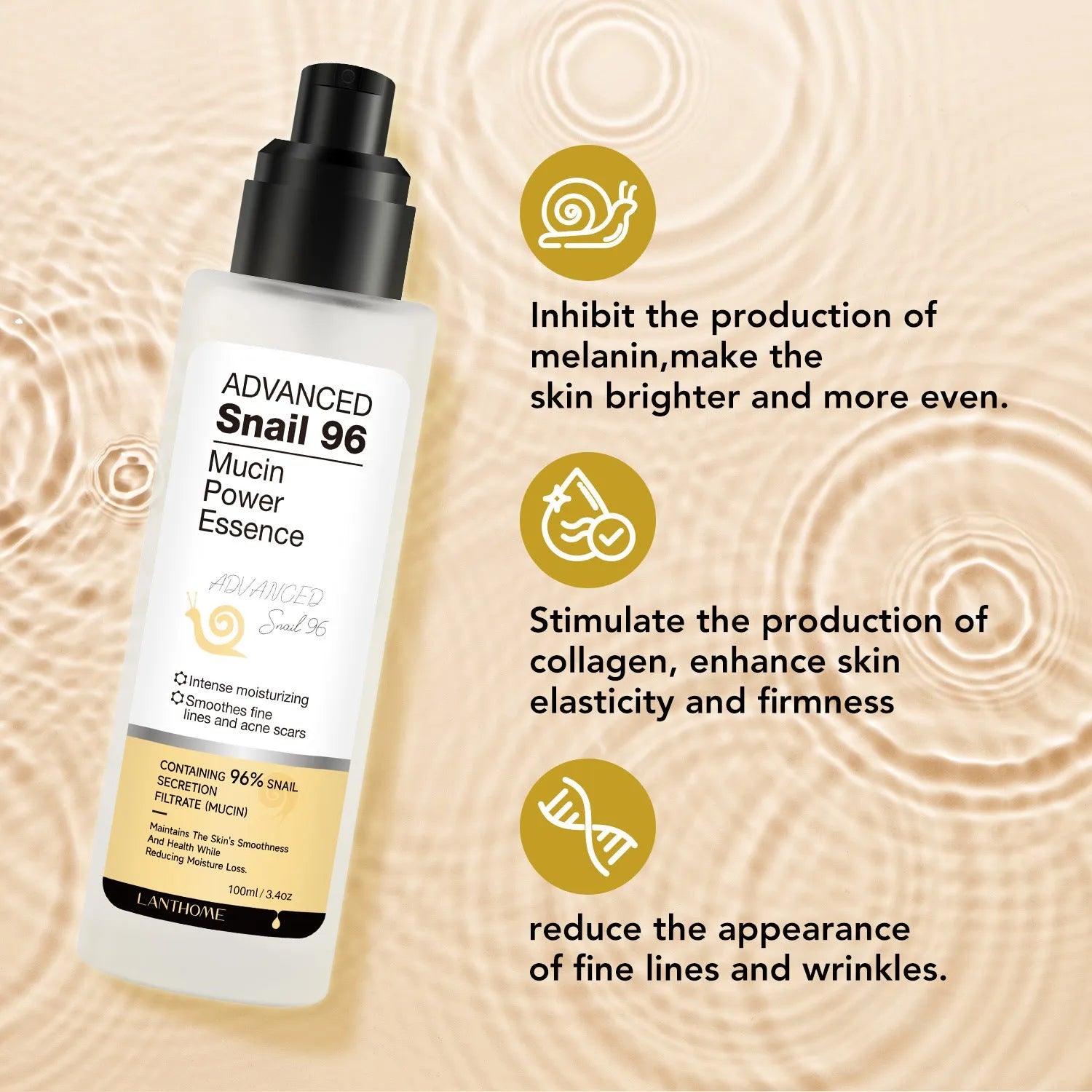 Snail Snail Serum moisturising essence liquid in a 100ml bottle for facial care.