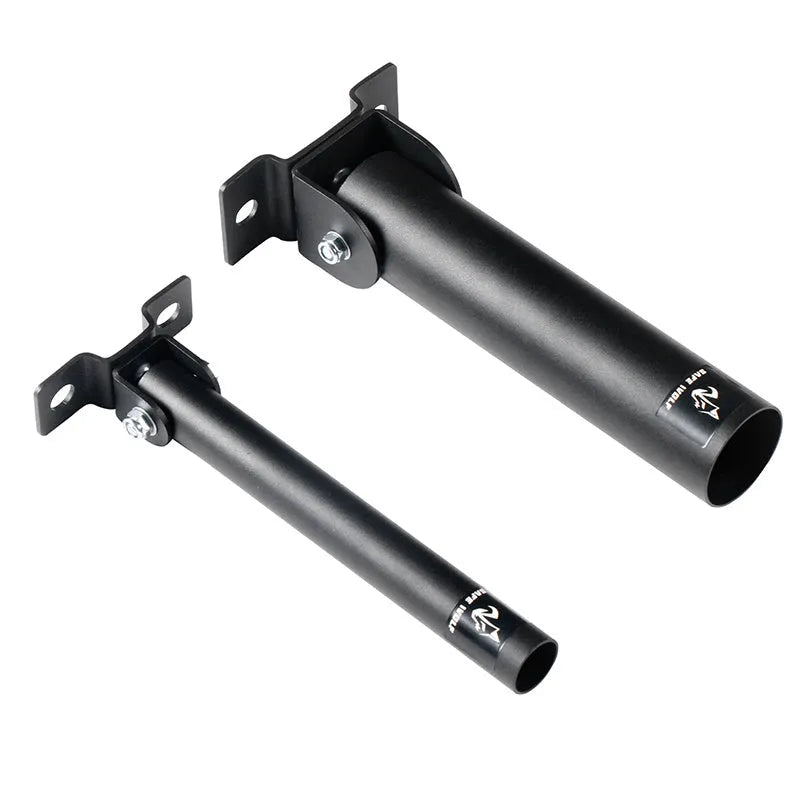 Steel wall-mounted barbell rack with 25 tubes for weapon storage showing two inner diameter options
