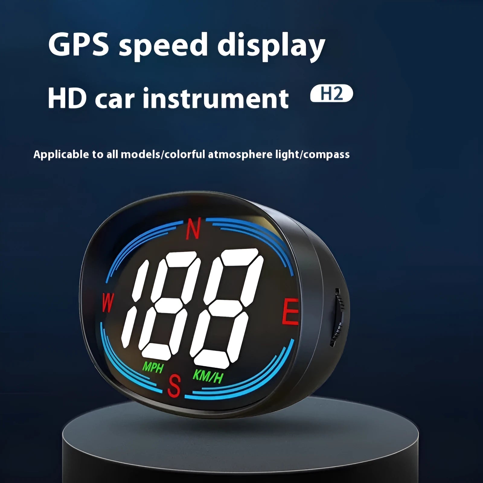 Black ABS car HUD head-up display with GPS compass speedometer on dashboard showing 320X480 resolution screen