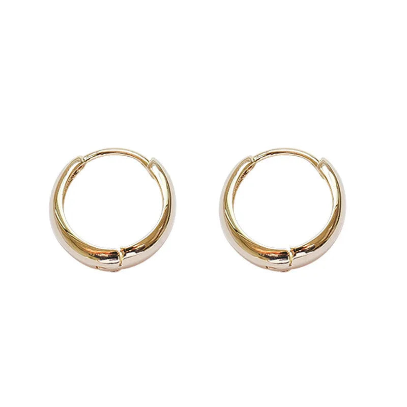 Women's geometric water drop earrings in gold or platinum electroplated copper, showing three size variations