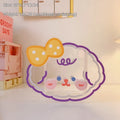 Clear acrylic square stationery storage box with lid in a cute cartoon animal design.