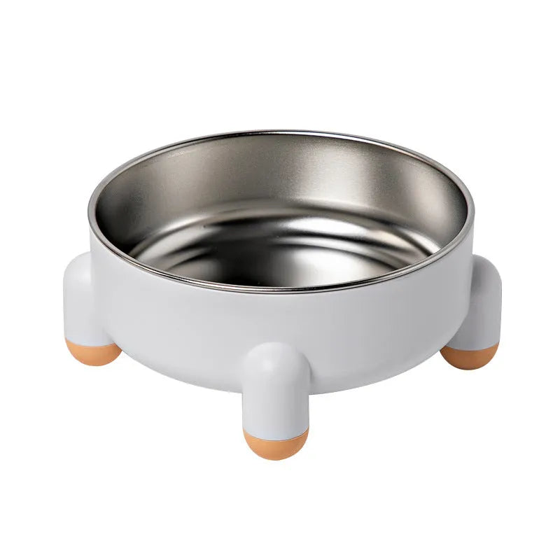 Green stainless steel pet bowl with a non-slip silicone ring and high foot for dogs and cats