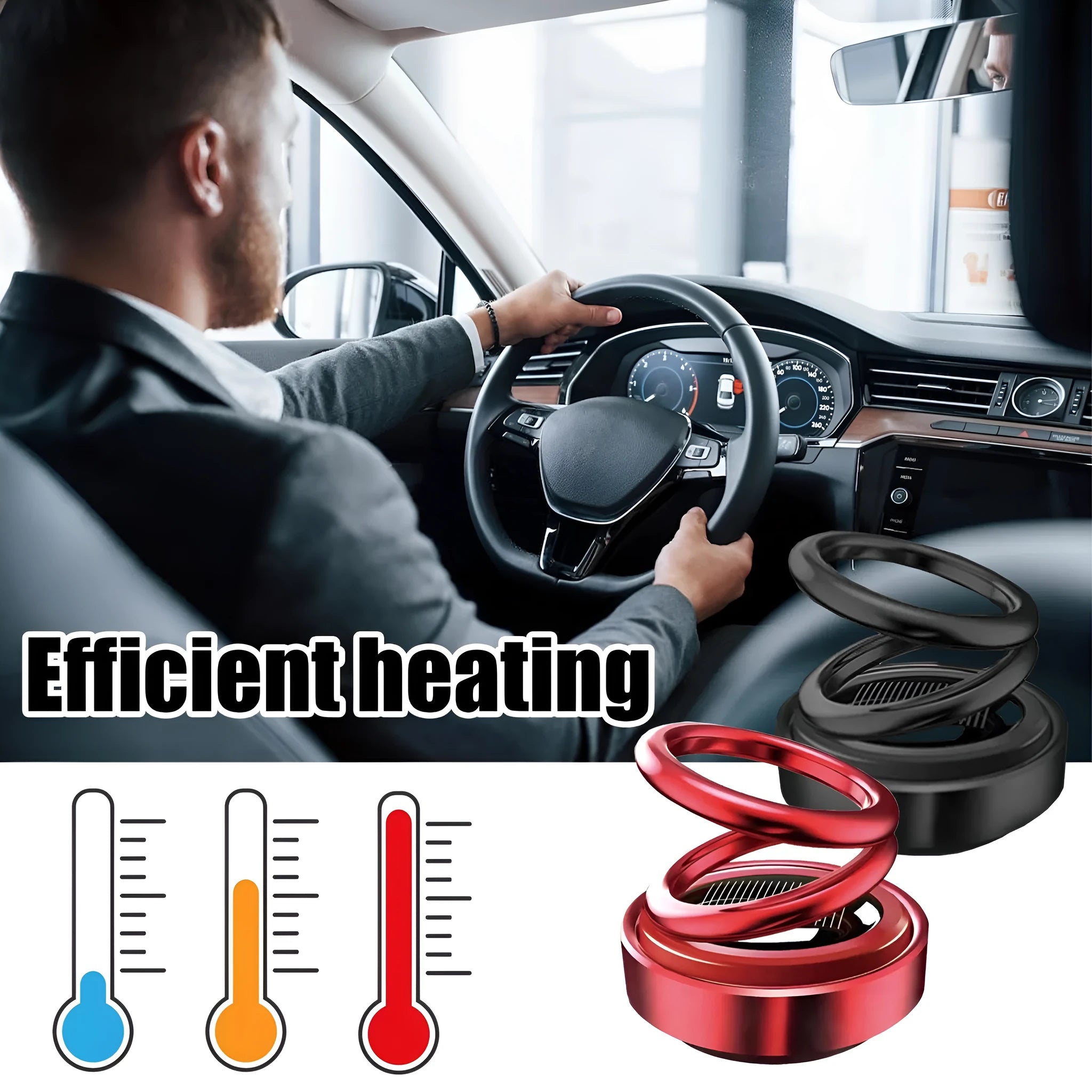 Miniature black vibration radiator for car heat dissipation measuring 5.1cm with fragrant tablets