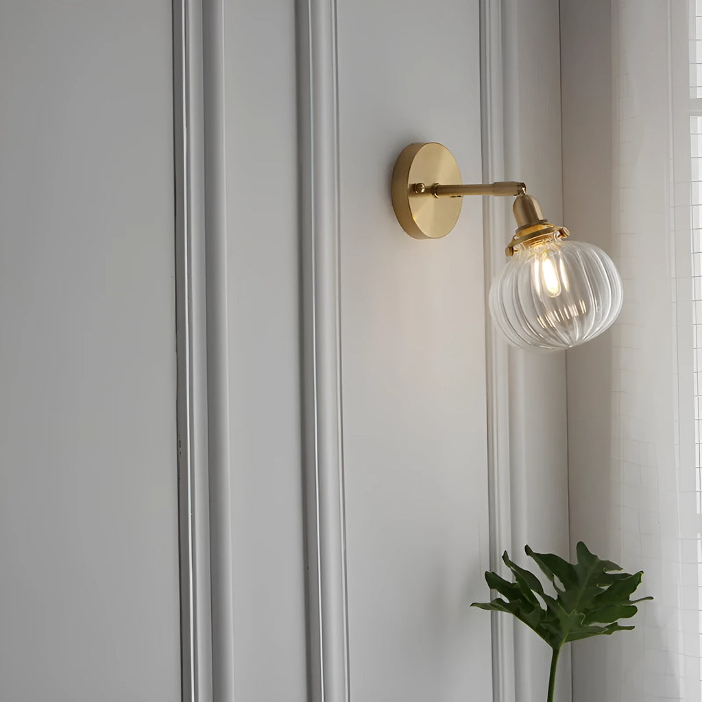 Pumpkin-shaped glass wall lamp in transparent or blue options for living room bedroom lighting