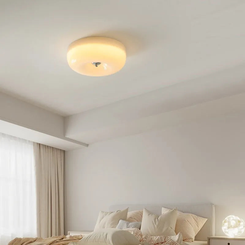American style bedroom ceiling lamp in cream colour with three-colour light adjustment
