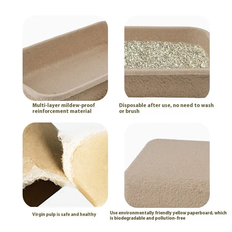 Brown disposable biodegradable cat litter box with waterproof design in three size options