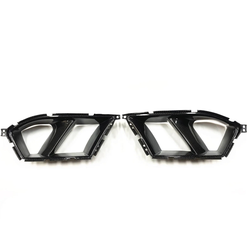 Black dry carbon fibre front bumper grille with 3K weave pattern for BMW M3 M4 G80 G82 models.