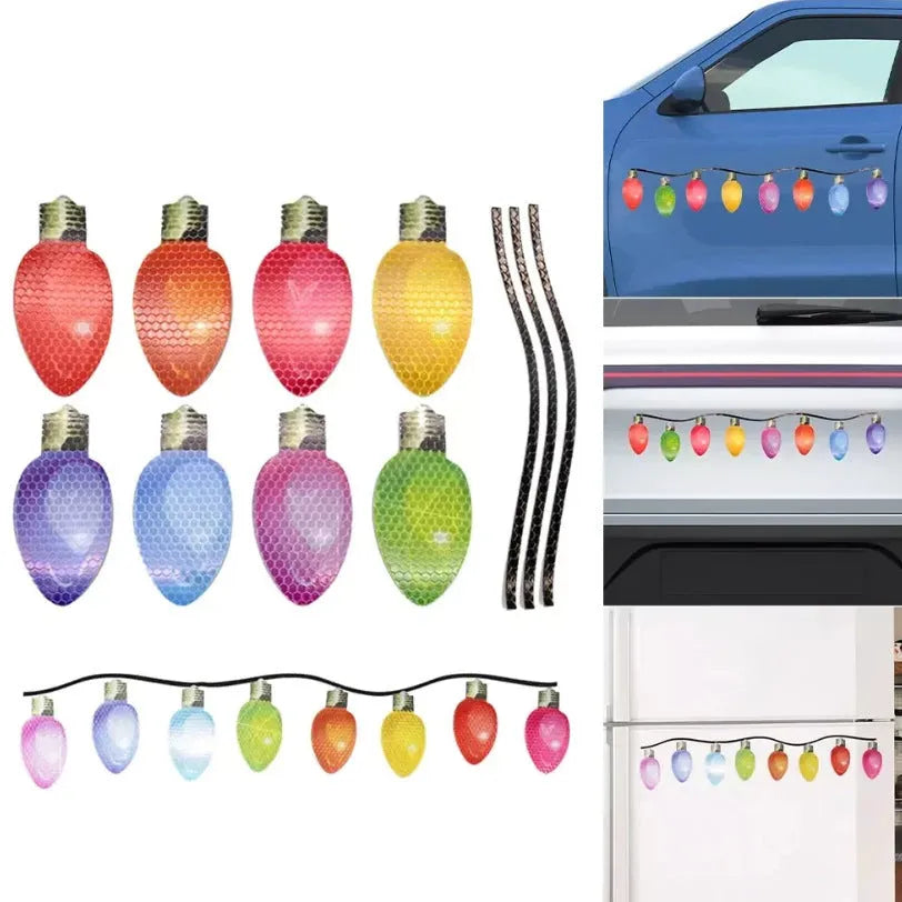 Christmas reflective magnetic light bulbs set with 24 bulbs and 12 wires for metallic surface decoration