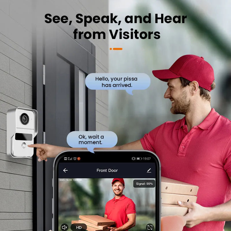 10-inch wireless video intercom doorbell system with colour HD camera and Ethernet connection