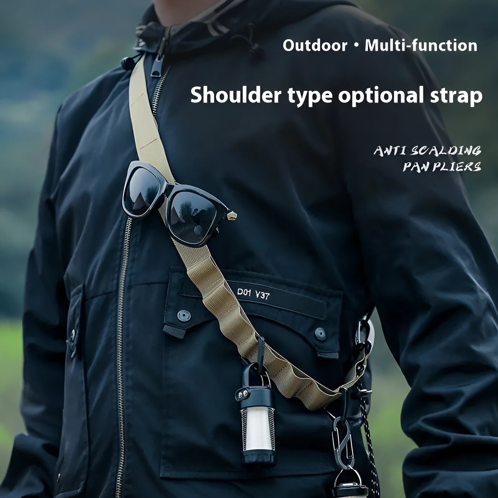 130cm multifunctional hanging rope storage belt in black or khaki for laundry and gear organisation