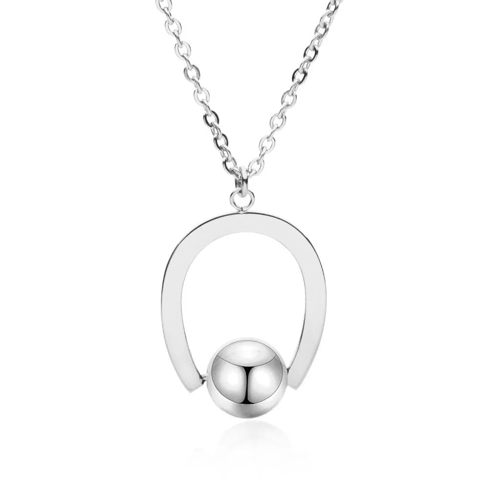 Adjustable stainless steel bead chain necklace with geometric pendant in gold electroplated finish