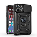 Sergeant Sliding Window magnetic iPhone case in blue, shown with the integrated bracket extended
