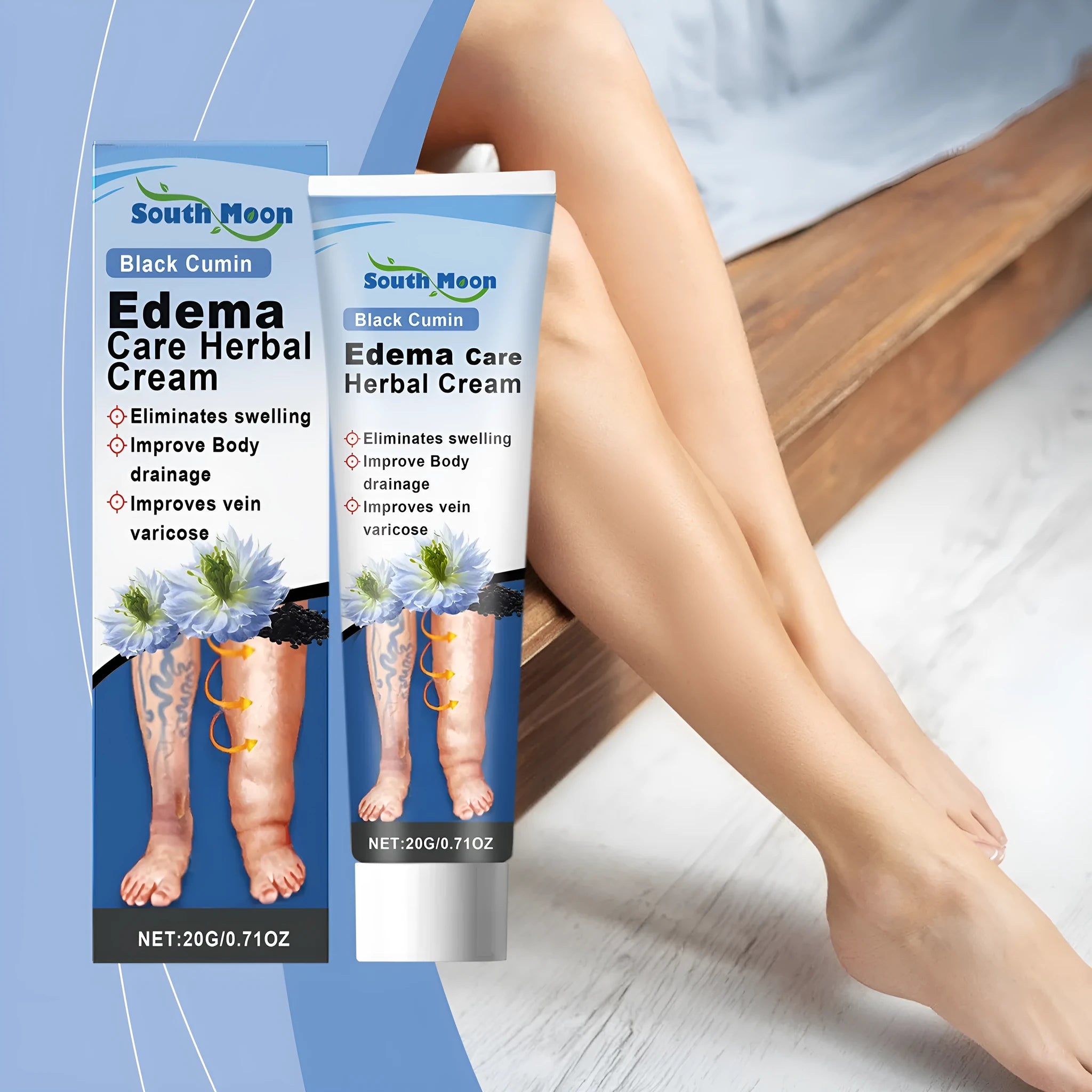Herbal Gentle Soothing Leg Care Cream 20g tube with black grass seeds and horse chestnut