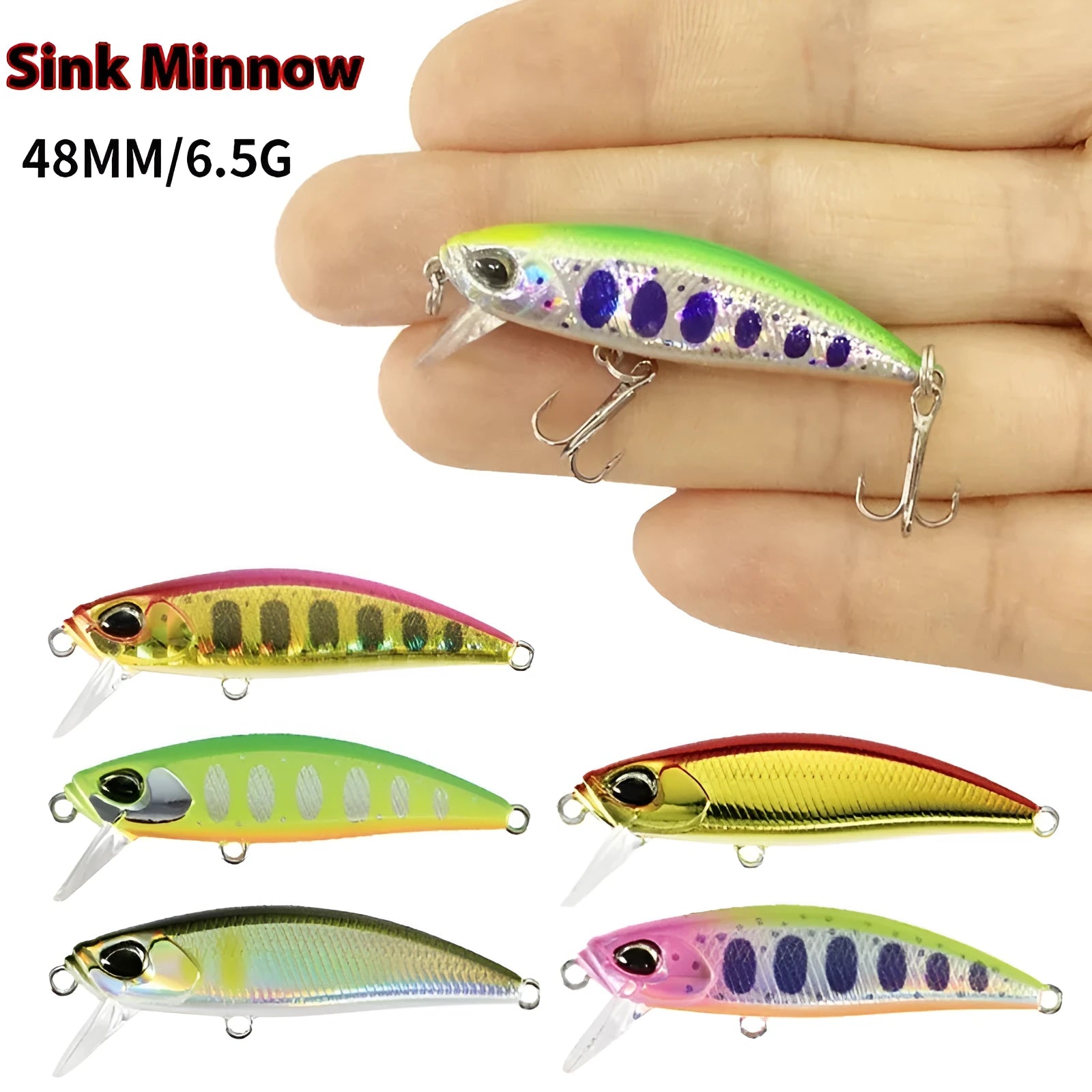 Japanese submerged Mino fishing lure for mandarin fish and snakehead, 48mm length