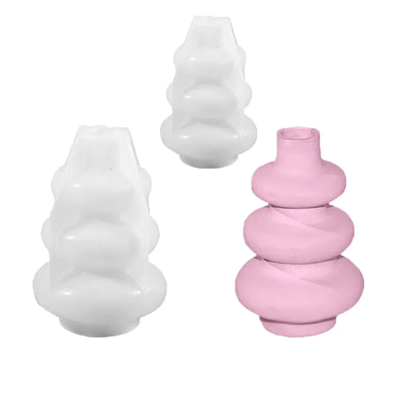Three layer circle vase silicone mould in modern irregular shape design