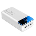 Large 50000mAh capacity power bank with three USB charging ports in black plastic case