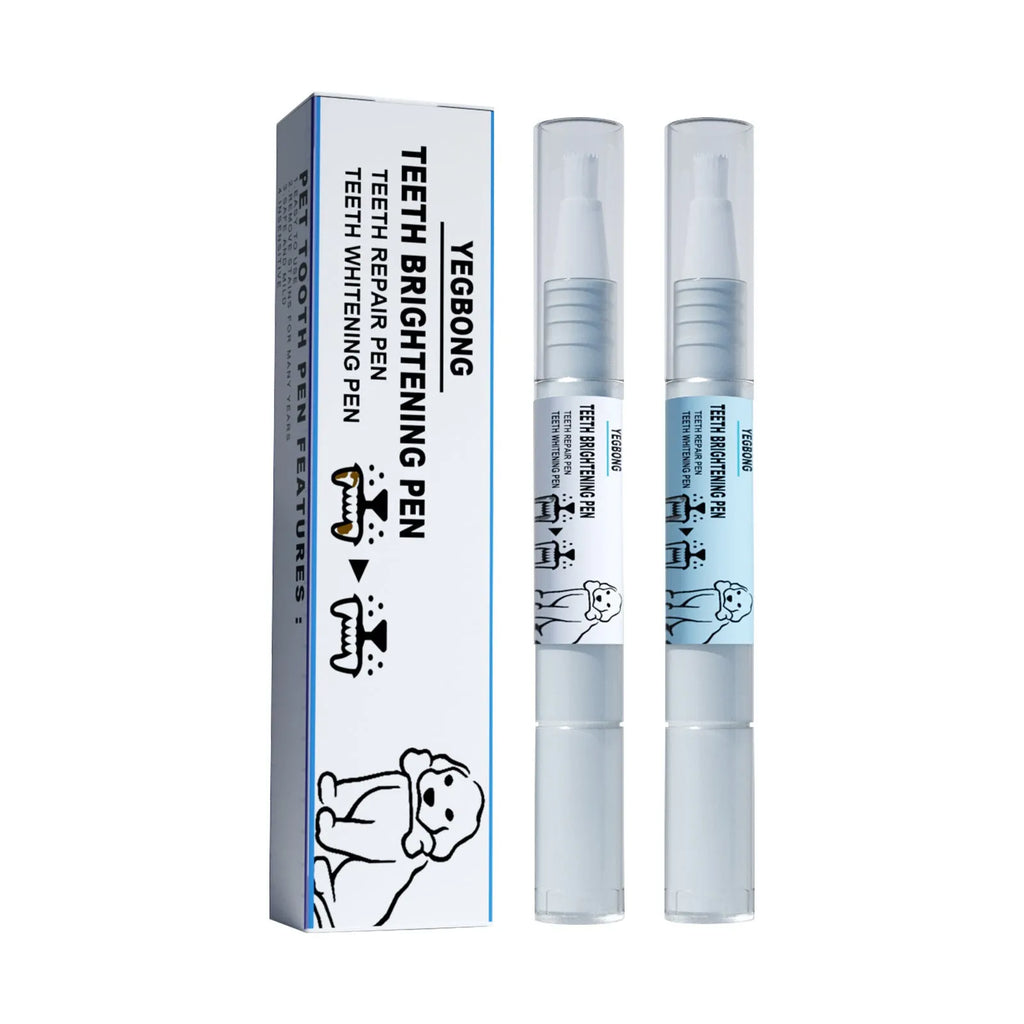 Yegbong pet teeth whitening pen twin pack with dental brushes for dog and cat dental care