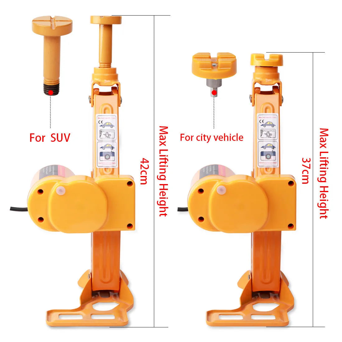 Yellow car electric jack set with electric wrench for vehicle maintenance