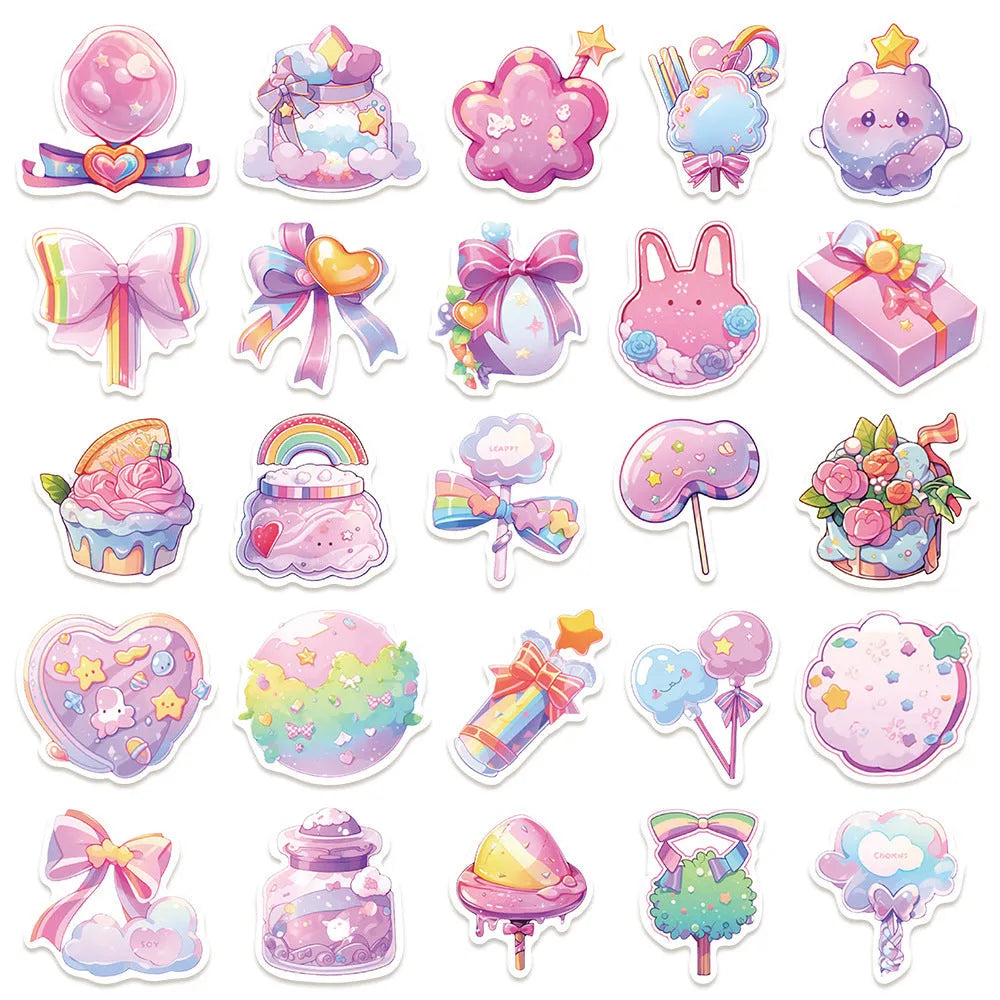 Cute candy small object decorative waterproof stickers in fresh colours for hand account decoration
