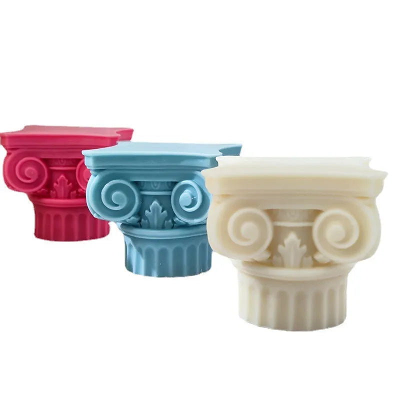 Silicone Roman pillar candle mould with irregular column design